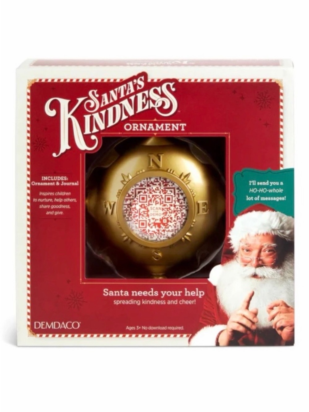 DEMDACO Gold Santa's Kindness Compass Ornament